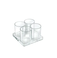 Azar Displays Four Cup Cylinder Deluxe Clear Acrylic Holder for Cosmetics and Pencils