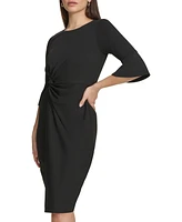 kensie Women's Bell-Sleeve Twist Sheath Dress