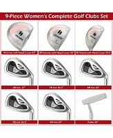 Costway 9 Pcs Women's Complete Golf Club Set Right Handed with 460cc Alloy Driver Irons