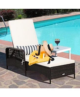 Inolait Pe Rattan Chaise Lounge Chair Arm Chair Recliner Adjustable with Pillow