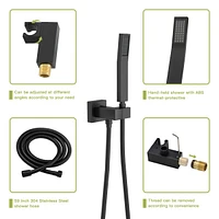 Shower Set - 10 Inch Square Shower Set, Dual Shower Heads, Simple Classic Shaped, Matte Black