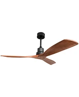 Simplie Fun 52 Inch Outdoor Farmhouse Ceiling Fan With Remote Carved Wood Fan Blade Reversible Motor