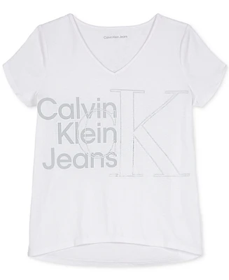 Calvin Klein Big Girls Hybrid Monogram Cotton Graphic T-Shirt