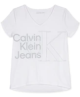 Calvin Klein Big Girls Hybrid Monogram Cotton Graphic T-Shirt