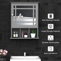 Gray Wall Mounted Medicine Cabinet with Mirror