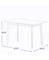 Streamdale Furniture Modern Dining Table 47 Inch Kitchen Table Rectangular Top With Solid Wood Leg