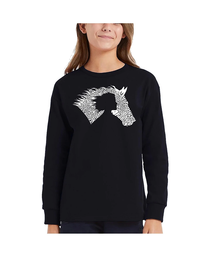 La Pop Art Girls Horse Word Long Sleeve T-Shirt