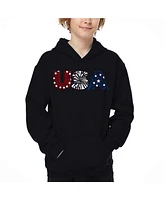 La Pop Art Boys Usa Fireworks Word Hooded Sweatshirt