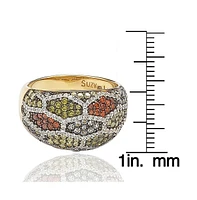 Suzy Levian Sterling Silver Cubic Zirconia Pave Multi-Color Geometric Ring