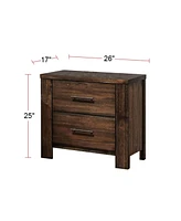 Streamdale Furniture Wood Nightstand With 2 Drawers In Brown