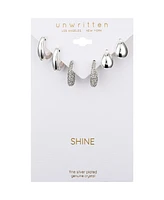 Unwritten Crystal Teardrop Endless Hoop Earring Set