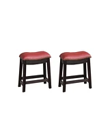 Simplie Fun Burgundy Pu Upholstery Stool, Set Of 2