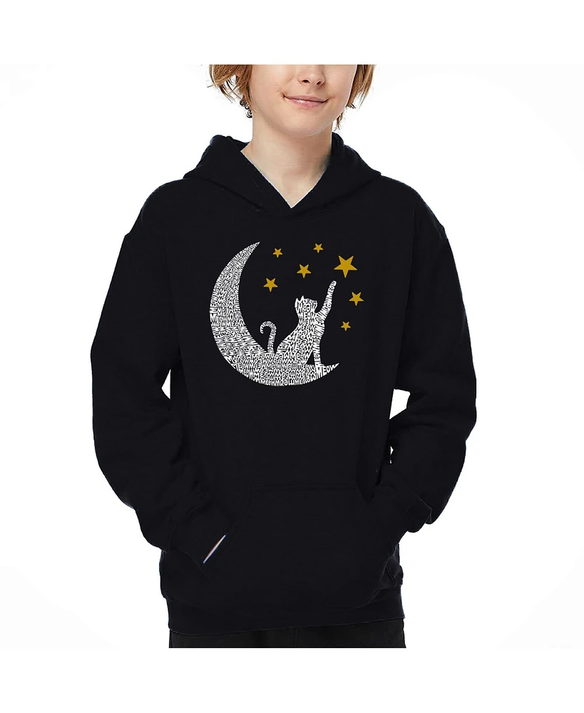 La Pop Art Boys Cat Moon Word Hooded Sweatshirt