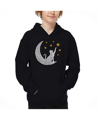 La Pop Art Boys Cat Moon Word Hooded Sweatshirt