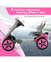 Sugift Pedal Powered 4-Wheel Toy Car with Adjustable Steering Wheel and Seat