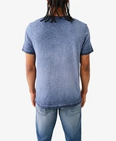 True Religion Men's Short Sleeve Dyed Embro Henley Shirt