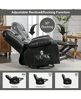 Streamdale Furniture Black Swivel Rocker Recliner with Massage, Heat & Usb Charge