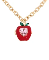 Betsey Johnson Faux Stone Back To School Apple Pendant Necklace