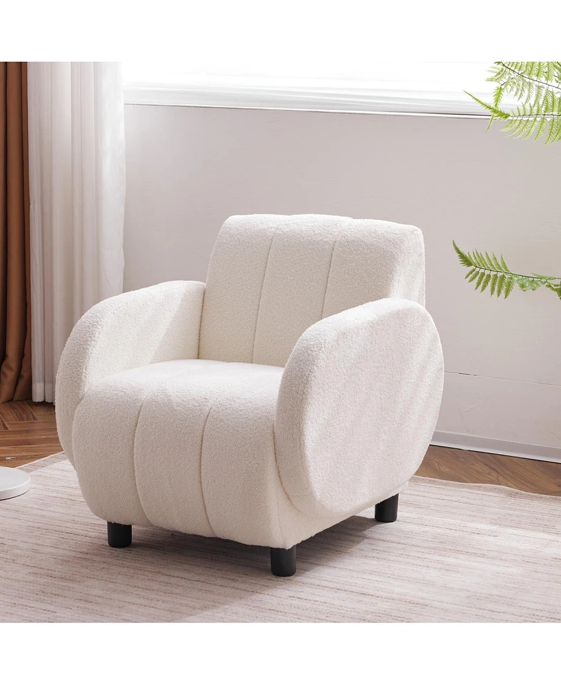 Simplie Fun Teddy Velvet Upholstered Armchair for Living Room or Office