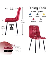 Simplie Fun Mid Century Modern Wine Velvet Dining Chairs Set Of 2 For Kitchen, Living Room