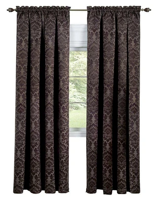 Kate Aurora Royal Living 2 Piece Rod Pocket Damask Design 95% Blackout Curtain Panels - 63 in. Long Brown