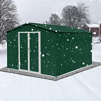 Streamdale Furniture Metal Garden Sheds 10FT×8FT Outdoor Storage Sheds Green + White