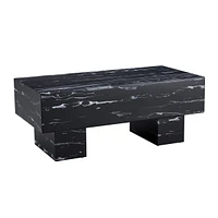Modern Black Coffee Table with Patterns, 43.3"x21.6"x17.2"