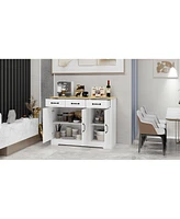 Streamdale Furniture White Farmhouse Buffet Cabinet with Drawers and Doors