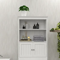Over The Toilet Rack 2 - Tier Toilet Bathroom Spacesaver Storage Shelf With 2 Doors Wood Storage