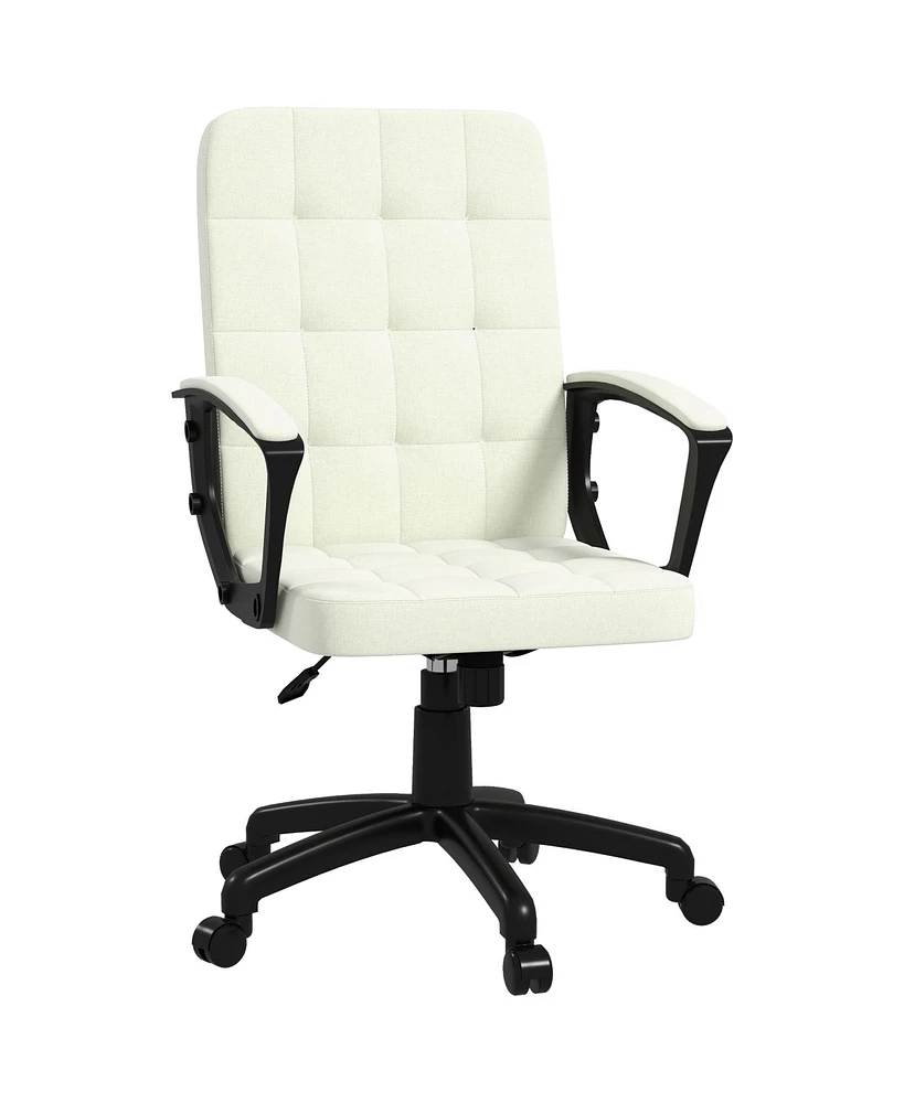 Vinsetto Fluffy Home Office Chair with Adjustable Height, Armless, White