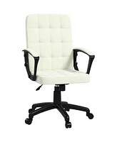 Vinsetto Fluffy Home Office Chair with Adjustable Height, Armless, White