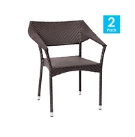 Merrick Lane Cheri Fade And Weather Resistant Modern Pe Rattan Patio Dining Chair With Reinforced Steel Frame