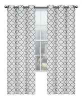 Kate Aurora Contemporary Living 2 Pack Gray And White Trellis Clover Window Curtains - 38 in. W x 84 in. L