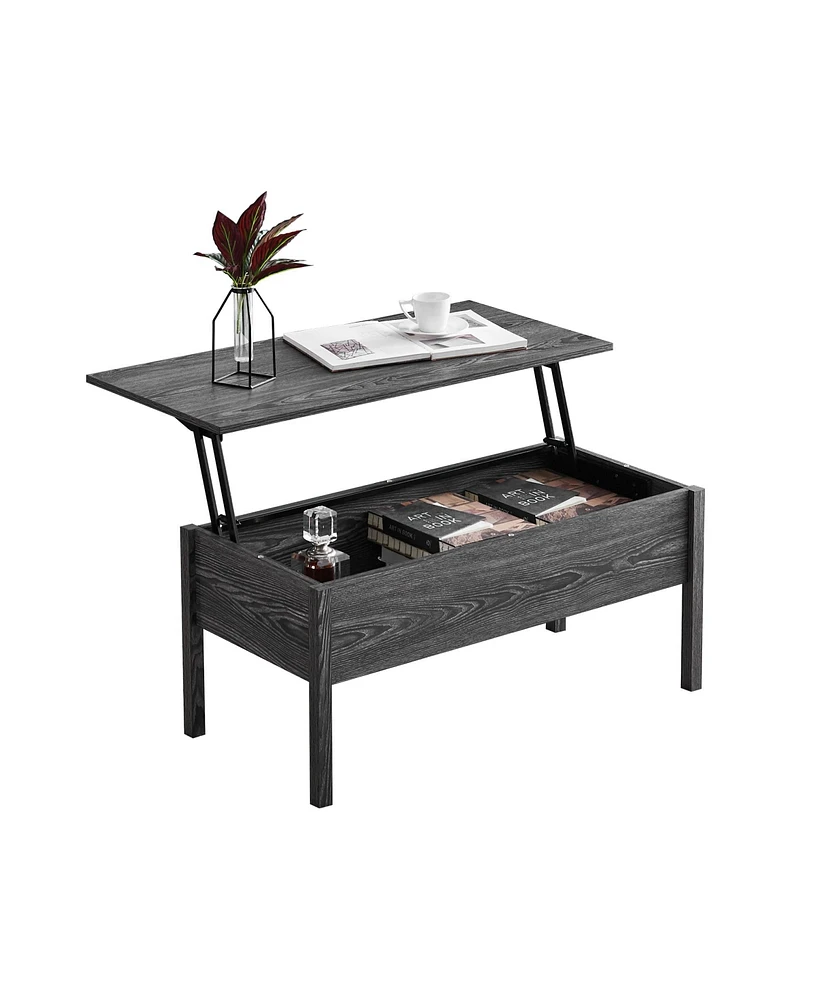 Simplie Fun Mdf Lift Top Coffee Table With Storage For Living Room, Dark Grey Oak