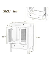 Streamdale Furniture Rattan Bathroom Vanity with Storage Cabinet