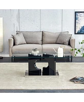 Streamdale Furniture Modern coffee table with tempered glass top and black legs