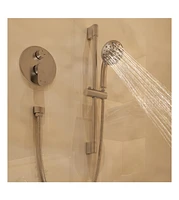 Mondawe 8" Wall Mounted Rainfall Thermostatic Shower System Set with Handheld Spray & Handlebar, Brushed Gold