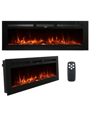 Mondawe Recessed Wall Mounted Electric Fireplace 5000 Btu Heater With Remote Control