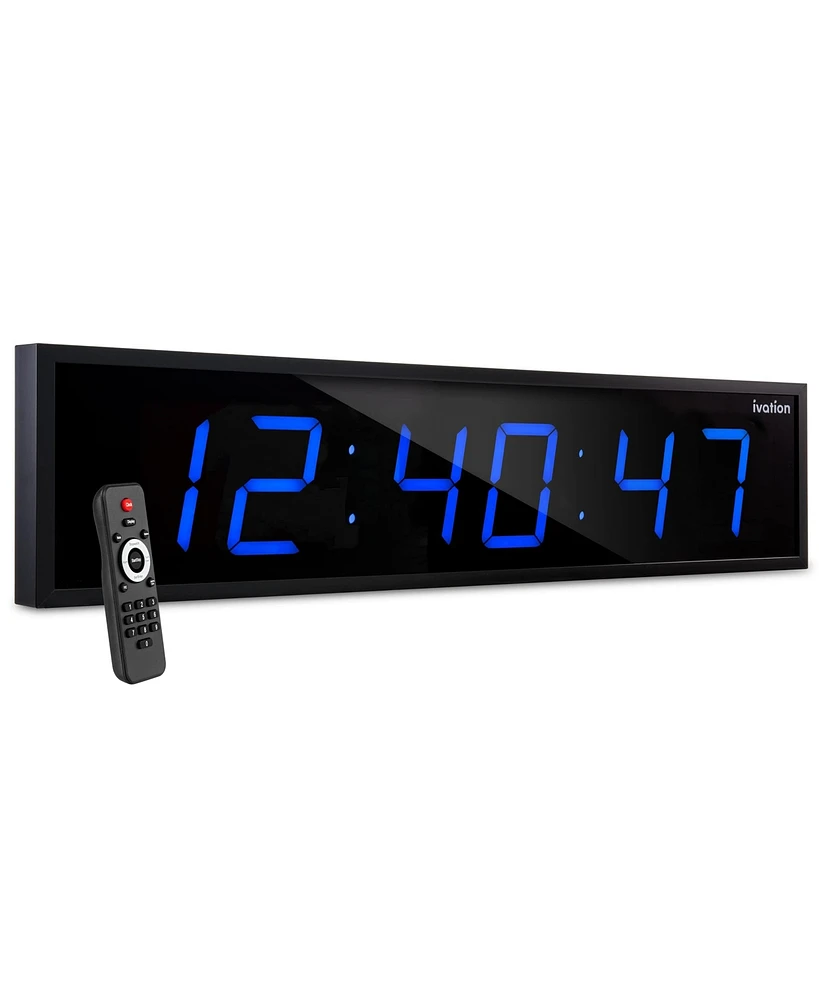 Ivation Large Digital Clock, 72" Led Wall Clock with Alarms, Timer & More