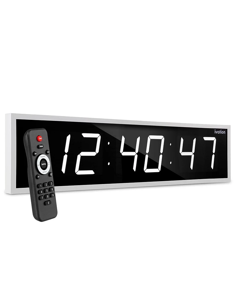 Ivation Large Digital Clock, 48" Led Wall Clock with Alarms, Timer & More