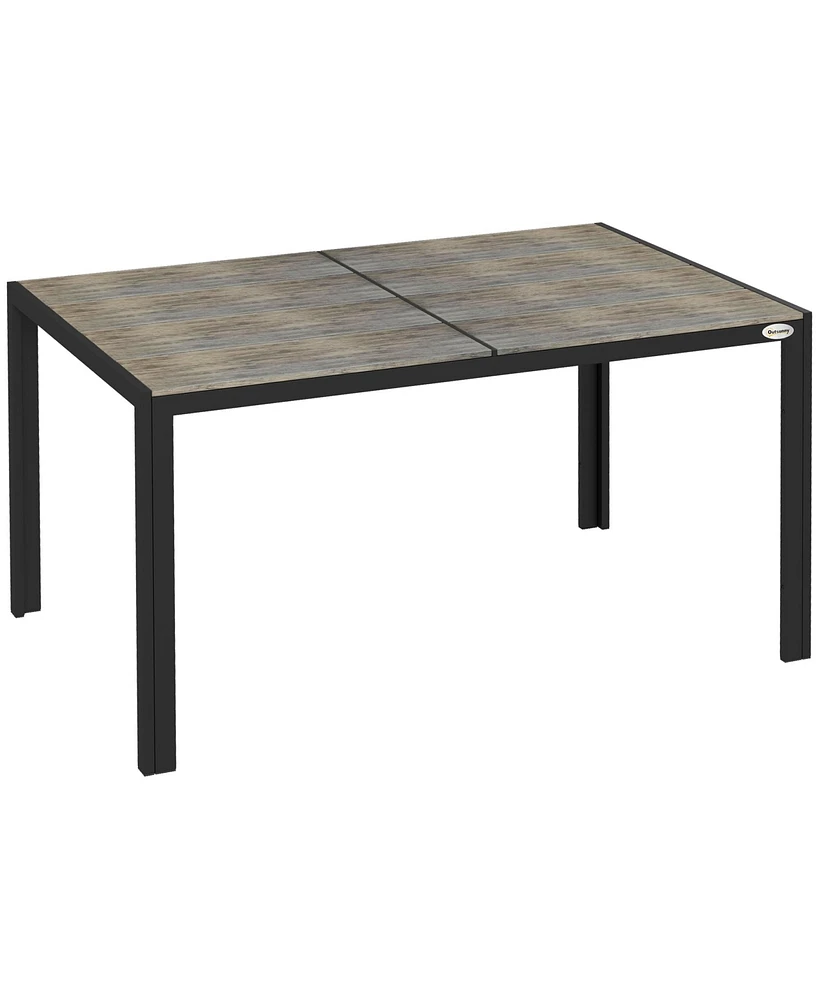 Outsunny Outdoor Dining Table for 6, Aluminum Rectangular Patio Table, Gray