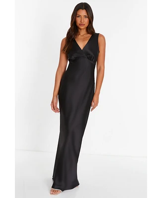 Quiz Women's Satin Wrap Front Maxi Dress