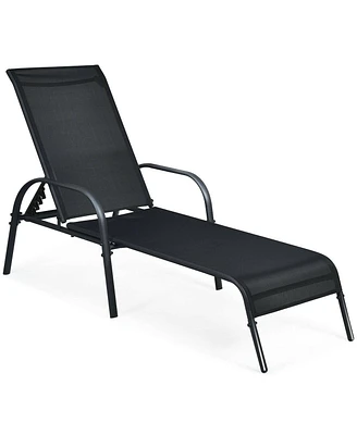 Slickblue Adjustable Patio Chaise Folding Lounge Chair with Backrest
