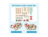 Slickblue 80-Piece Wooden Train Set and Table