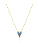 Etoielle Yellow Gold Tone Created Opal and Cz Heart Necklace