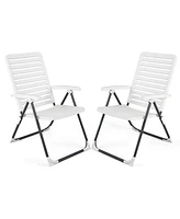 Slickblue 2 Pieces Pp Folding Patio Chaise Lounger with 7-Level Backrest