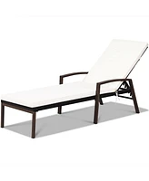 Slickblue Outdoor Adjustable Reclining Patio Rattan Lounge Chair with Backrest