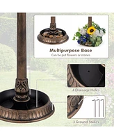 Slickblue Pedestal Bird Bath with Solar Light Feeder and Flower Planter