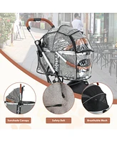 Slickblue Foldable Dog Cat Stroller with Removable Waterproof Cover-Dark Gray