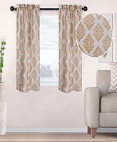 Superior Modern Venetian Damask Jacquard 2-Piece Curtain Panels with Rod Pocket, 26" X 63"